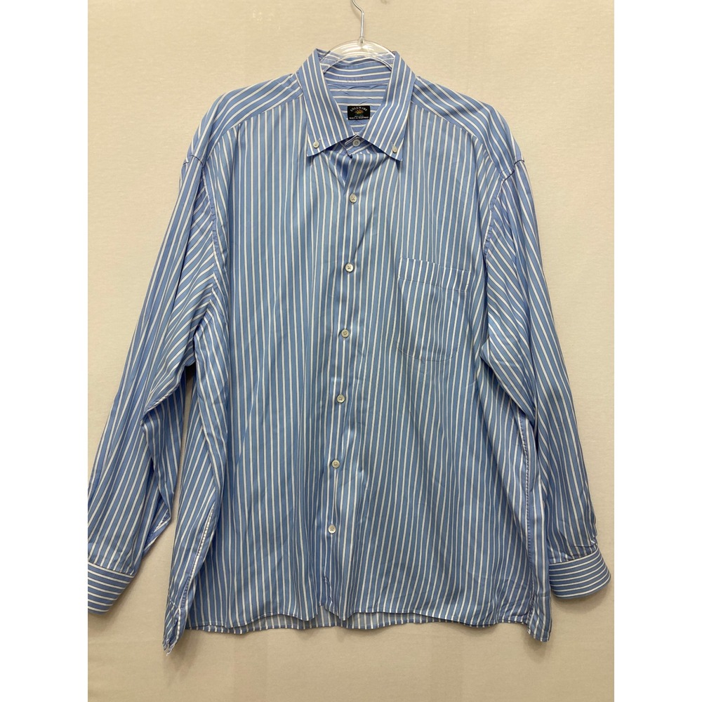 Maus & Hoffman Solemare Blue Striped Button Down Shirt XXL Made In Italy Preppy